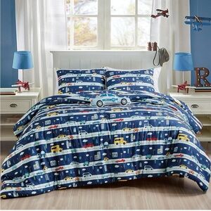 NWT Blue Children's Bedding Set Police car